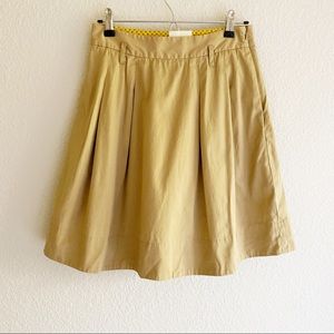 Anthropologie Odille khaki pleated skirt size 4